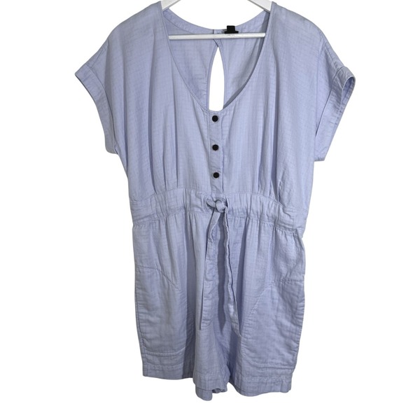 Patagonia Women's Romper Sz M Soft Blue One-Piece Short Sleeve Button Front - Picture 2 of 5